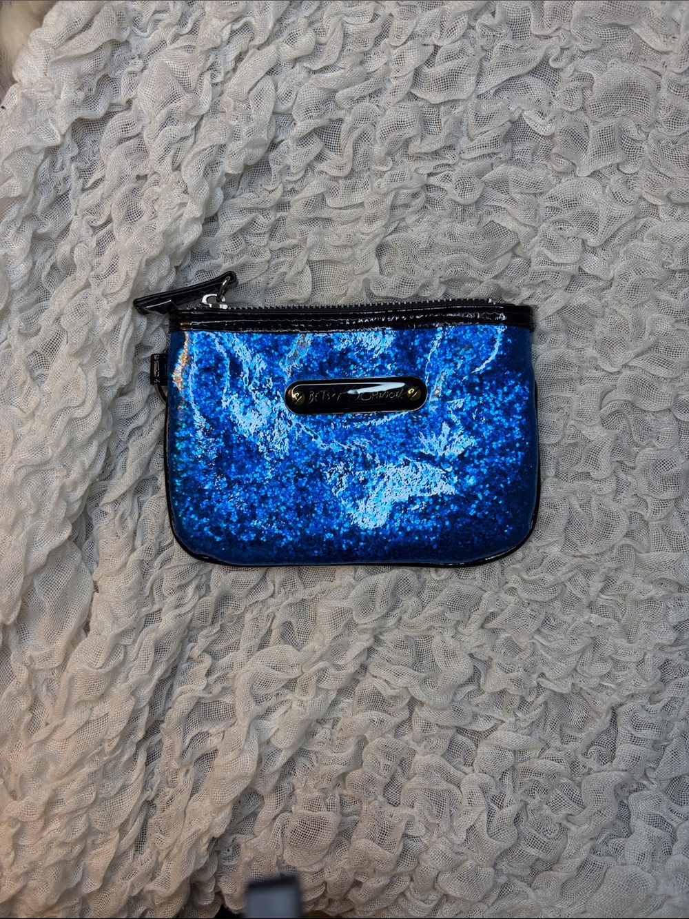 Betsy Johnson bright blue pouch